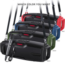 Load image into Gallery viewer, New Rixing NR-6012M Bluetooth 5.0 Portable Outdoor Karaoke Wireless Bluetooth Speaker with Microphone &amp; Shoulder Strap, NR-6012M(Red), NR-6012M(Blue), NR-6012M(Green), NR-6012M(Black)