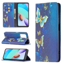Colored Drawing Pattern Invisible Magnetic Horizontal Flip PU Leather Case with Holder & Card Slots & Wallet, For Xiaomi Redmi 10