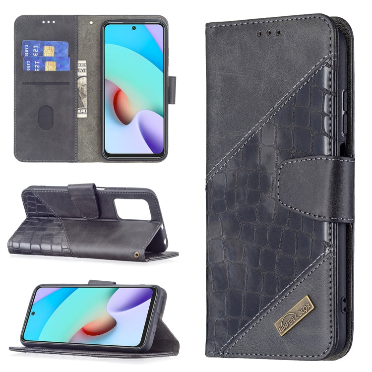 Matching Color Crocodile Texture Horizontal Flip PU Leather Case with Wallet & Holder & Card Slots, For Xiaomi Redmi 10