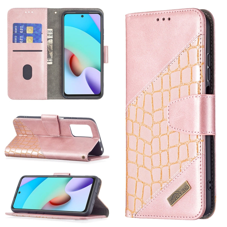 Matching Color Crocodile Texture Horizontal Flip PU Leather Case with Wallet & Holder & Card Slots, For Xiaomi Redmi 10