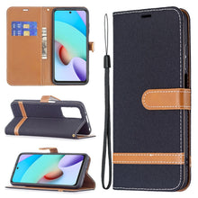 Load image into Gallery viewer, Color Matching Denim Texture Leather Case with Holder &amp; Card Slots &amp; Wallet &amp; Lanyard, For Xiaomi Redmi 10