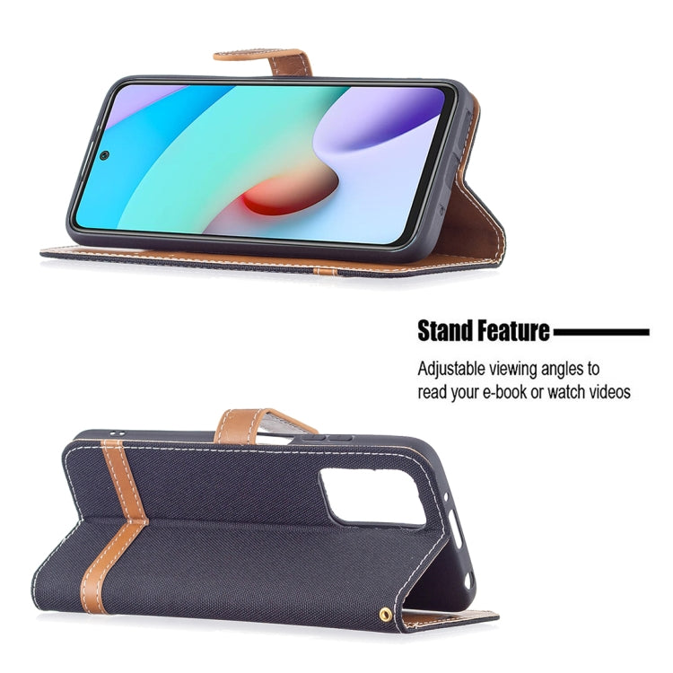 Color Matching Denim Texture Leather Case with Holder & Card Slots & Wallet & Lanyard, For Xiaomi Redmi 10