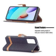 Load image into Gallery viewer, Color Matching Denim Texture Leather Case with Holder &amp; Card Slots &amp; Wallet &amp; Lanyard, For Xiaomi Redmi 10