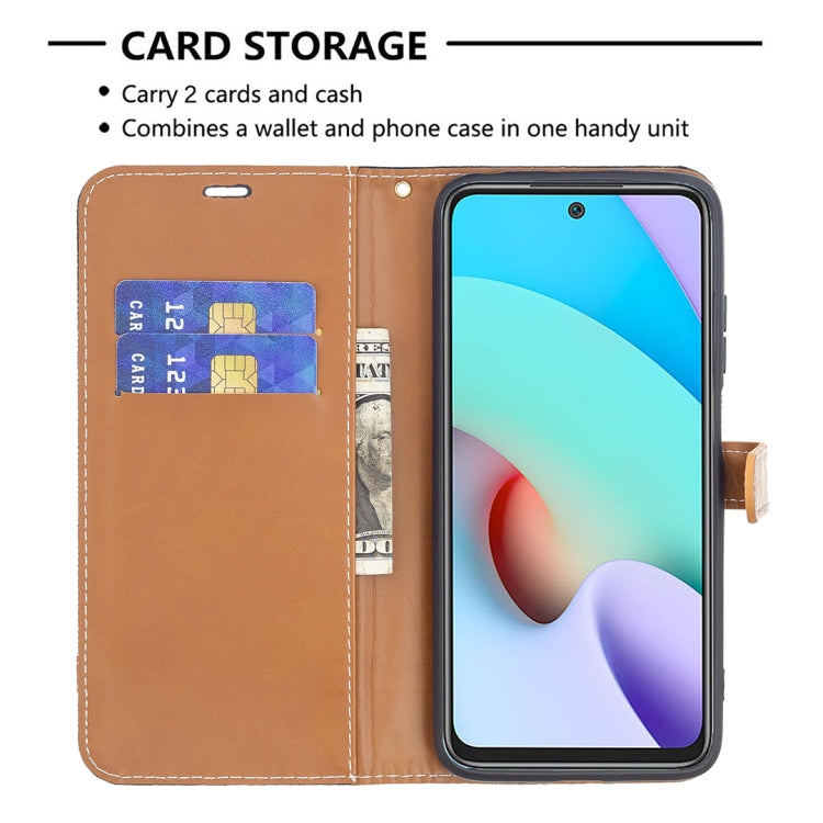 Color Matching Denim Texture Leather Case with Holder & Card Slots & Wallet & Lanyard, For Xiaomi Redmi 10