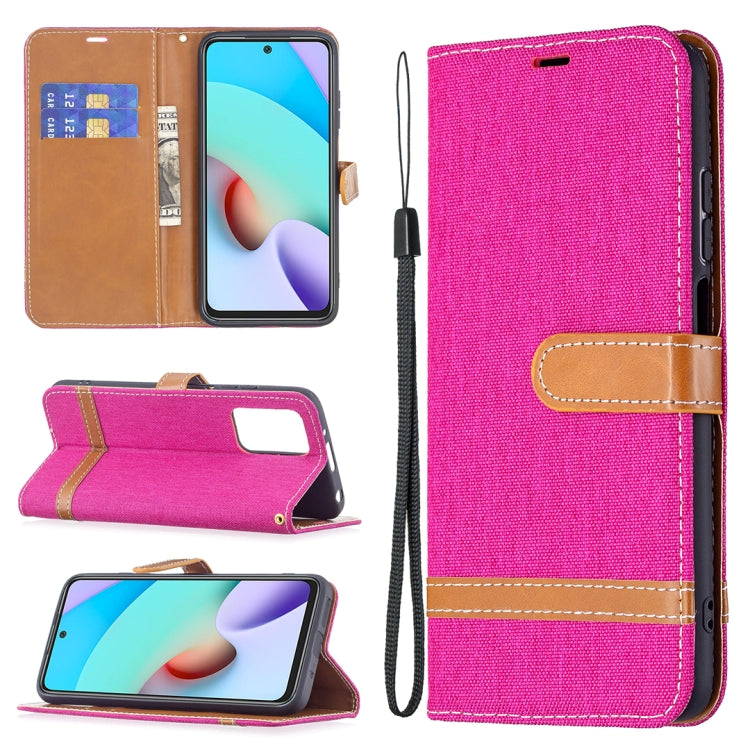 Color Matching Denim Texture Leather Case with Holder & Card Slots & Wallet & Lanyard, For Xiaomi Redmi 10