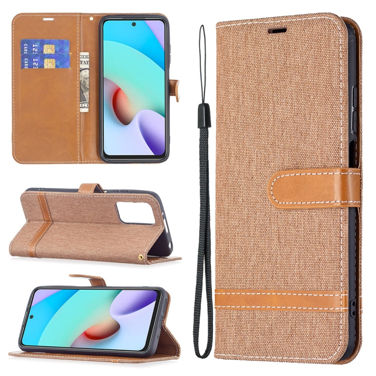 Color Matching Denim Texture Leather Case with Holder & Card Slots & Wallet & Lanyard, For Xiaomi Redmi 10