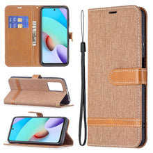 Load image into Gallery viewer, Color Matching Denim Texture Leather Case with Holder &amp; Card Slots &amp; Wallet &amp; Lanyard, For Xiaomi Redmi 10