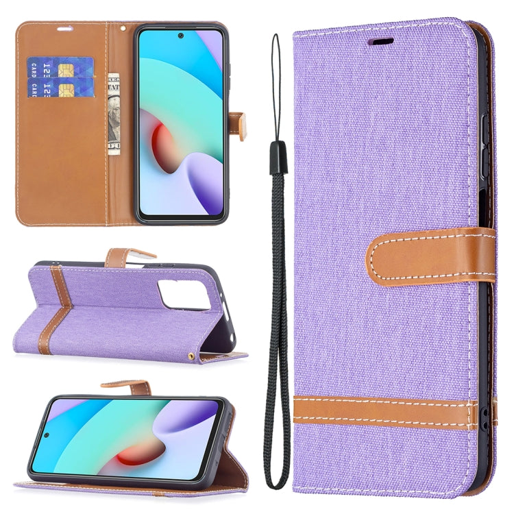 Color Matching Denim Texture Leather Case with Holder & Card Slots & Wallet & Lanyard, For Xiaomi Redmi 10
