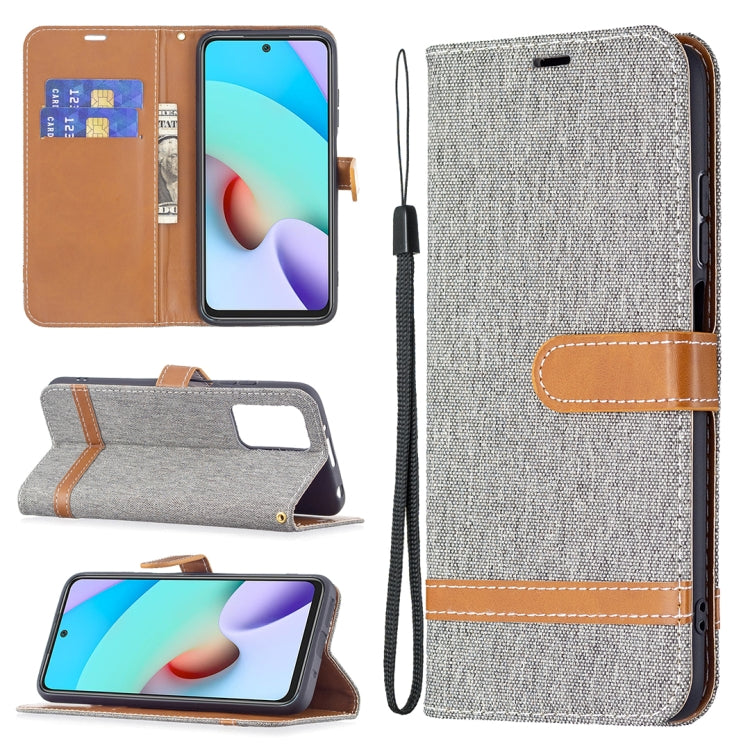 Color Matching Denim Texture Leather Case with Holder & Card Slots & Wallet & Lanyard, For Xiaomi Redmi 10