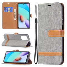 Load image into Gallery viewer, Color Matching Denim Texture Leather Case with Holder &amp; Card Slots &amp; Wallet &amp; Lanyard, For Xiaomi Redmi 10