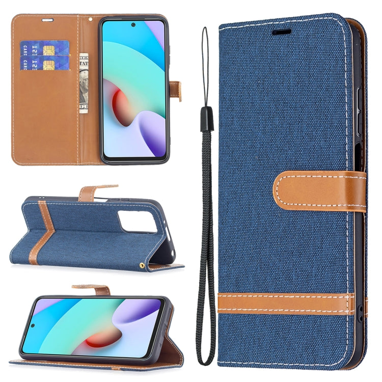Color Matching Denim Texture Leather Case with Holder & Card Slots & Wallet & Lanyard, For Xiaomi Redmi 10