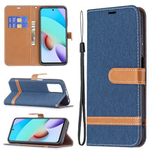 Load image into Gallery viewer, Color Matching Denim Texture Leather Case with Holder &amp; Card Slots &amp; Wallet &amp; Lanyard, For Xiaomi Redmi 10