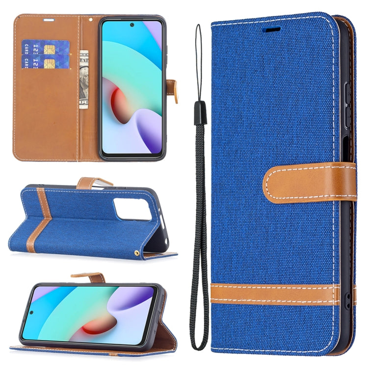 Color Matching Denim Texture Leather Case with Holder & Card Slots & Wallet & Lanyard, For Xiaomi Redmi 10