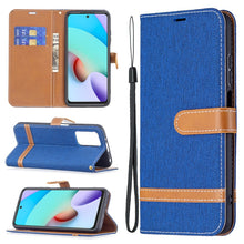 Load image into Gallery viewer, Color Matching Denim Texture Leather Case with Holder &amp; Card Slots &amp; Wallet &amp; Lanyard, For Xiaomi Redmi 10