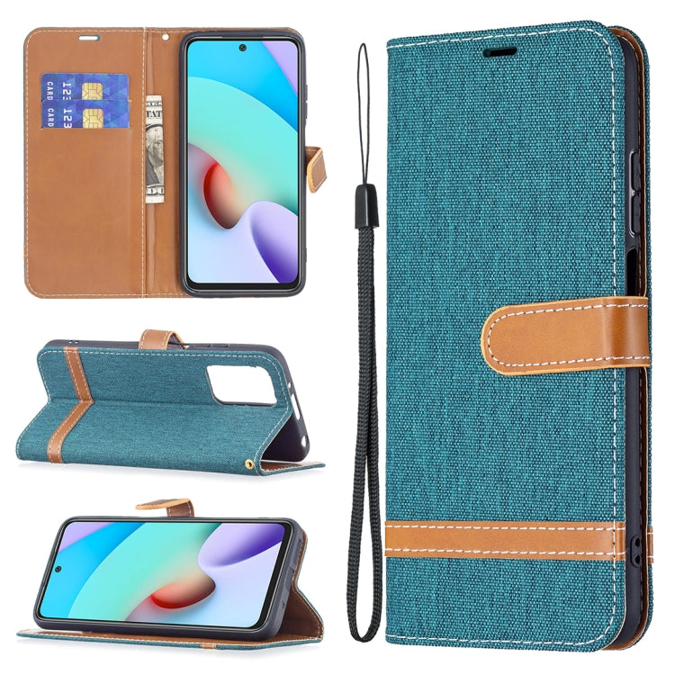Color Matching Denim Texture Leather Case with Holder & Card Slots & Wallet & Lanyard, For Xiaomi Redmi 10