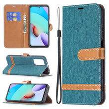 Load image into Gallery viewer, Color Matching Denim Texture Leather Case with Holder &amp; Card Slots &amp; Wallet &amp; Lanyard, For Xiaomi Redmi 10