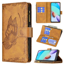 Load image into Gallery viewer, Flying Butterfly Embossing Pattern Zipper Horizontal Flip Leather Case with Holder &amp; Card Slots &amp; Wallet, For Xiaomi Redmi 10