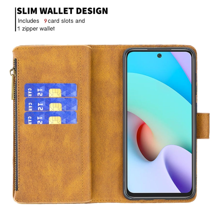 Flying Butterfly Embossing Pattern Zipper Horizontal Flip Leather Case with Holder & Card Slots & Wallet, For Xiaomi Redmi 10