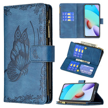 Load image into Gallery viewer, Flying Butterfly Embossing Pattern Zipper Horizontal Flip Leather Case with Holder &amp; Card Slots &amp; Wallet, For Xiaomi Redmi 10