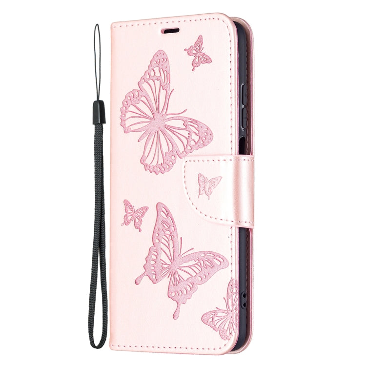 Two Butterflies Embossing Pattern Horizontal Flip Leather Case with Holder & Card Slot & Wallet & Lanyard, For Xiaomi Redmi 10