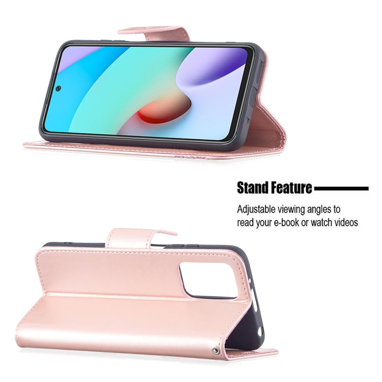 Two Butterflies Embossing Pattern Horizontal Flip Leather Case with Holder & Card Slot & Wallet & Lanyard, For Xiaomi Redmi 10