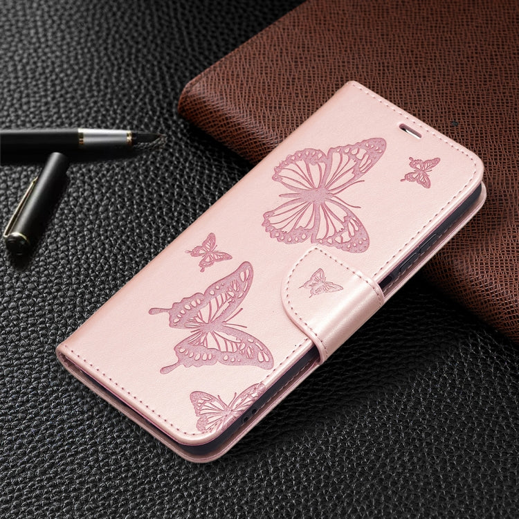 Two Butterflies Embossing Pattern Horizontal Flip Leather Case with Holder & Card Slot & Wallet & Lanyard, For Xiaomi Redmi 10