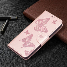 Load image into Gallery viewer, Two Butterflies Embossing Pattern Horizontal Flip Leather Case with Holder &amp; Card Slot &amp; Wallet &amp; Lanyard, For Xiaomi Redmi 10