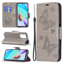 Load image into Gallery viewer, Two Butterflies Embossing Pattern Horizontal Flip Leather Case with Holder &amp; Card Slot &amp; Wallet &amp; Lanyard, For Xiaomi Redmi 10
