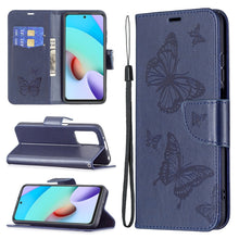 Load image into Gallery viewer, Two Butterflies Embossing Pattern Horizontal Flip Leather Case with Holder &amp; Card Slot &amp; Wallet &amp; Lanyard, For Xiaomi Redmi 10