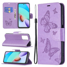 Load image into Gallery viewer, Two Butterflies Embossing Pattern Horizontal Flip Leather Case with Holder &amp; Card Slot &amp; Wallet &amp; Lanyard, For Xiaomi Redmi 10