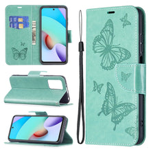 Load image into Gallery viewer, Two Butterflies Embossing Pattern Horizontal Flip Leather Case with Holder &amp; Card Slot &amp; Wallet &amp; Lanyard, For Xiaomi Redmi 10