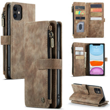 Load image into Gallery viewer, CaseMe-C30 PU + TPU Multifunctional Horizontal Flip Leather Case with Holder &amp; Card Slot &amp; Wallet &amp; Zipper Pocket, For iPhone 8 Plus &amp; 7 Plus &amp; 6 Plus, For iPhone SE 2022 / SE 2020 / 8 / 7 / 6, For iPhone 11, For iPhone 11 Pro, For iPhone 11 Pro Max   ...