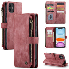Load image into Gallery viewer, CaseMe-C30 PU + TPU Multifunctional Horizontal Flip Leather Case with Holder &amp; Card Slot &amp; Wallet &amp; Zipper Pocket, For iPhone 8 Plus &amp; 7 Plus &amp; 6 Plus, For iPhone SE 2022 / SE 2020 / 8 / 7 / 6, For iPhone 11, For iPhone 11 Pro, For iPhone 11 Pro Max   ...