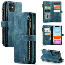 Load image into Gallery viewer, CaseMe-C30 PU + TPU Multifunctional Horizontal Flip Leather Case with Holder &amp; Card Slot &amp; Wallet &amp; Zipper Pocket, For iPhone 8 Plus &amp; 7 Plus &amp; 6 Plus, For iPhone SE 2022 / SE 2020 / 8 / 7 / 6, For iPhone 11, For iPhone 11 Pro, For iPhone 11 Pro Max   ...
