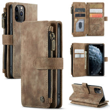 Load image into Gallery viewer, CaseMe-C30 PU + TPU Multifunctional Horizontal Flip Leather Case with Holder &amp; Card Slot &amp; Wallet &amp; Zipper Pocket, For iPhone 8 Plus &amp; 7 Plus &amp; 6 Plus, For iPhone SE 2022 / SE 2020 / 8 / 7 / 6, For iPhone 11, For iPhone 11 Pro, For iPhone 11 Pro Max   ...