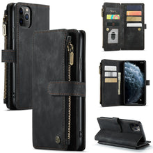 Load image into Gallery viewer, CaseMe-C30 PU + TPU Multifunctional Horizontal Flip Leather Case with Holder &amp; Card Slot &amp; Wallet &amp; Zipper Pocket, For iPhone 8 Plus &amp; 7 Plus &amp; 6 Plus, For iPhone SE 2022 / SE 2020 / 8 / 7 / 6, For iPhone 11, For iPhone 11 Pro, For iPhone 11 Pro Max   ...