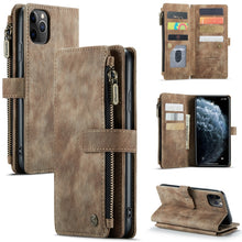 Load image into Gallery viewer, CaseMe-C30 PU + TPU Multifunctional Horizontal Flip Leather Case with Holder &amp; Card Slot &amp; Wallet &amp; Zipper Pocket, For iPhone 8 Plus &amp; 7 Plus &amp; 6 Plus, For iPhone SE 2022 / SE 2020 / 8 / 7 / 6, For iPhone 11, For iPhone 11 Pro, For iPhone 11 Pro Max   ...