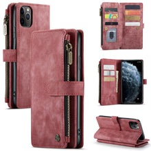 Load image into Gallery viewer, CaseMe-C30 PU + TPU Multifunctional Horizontal Flip Leather Case with Holder &amp; Card Slot &amp; Wallet &amp; Zipper Pocket, For iPhone 8 Plus &amp; 7 Plus &amp; 6 Plus, For iPhone SE 2022 / SE 2020 / 8 / 7 / 6, For iPhone 11, For iPhone 11 Pro, For iPhone 11 Pro Max   ...