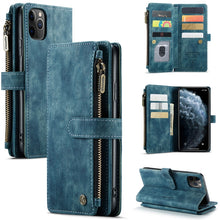 Load image into Gallery viewer, CaseMe-C30 PU + TPU Multifunctional Horizontal Flip Leather Case with Holder &amp; Card Slot &amp; Wallet &amp; Zipper Pocket, For iPhone 8 Plus &amp; 7 Plus &amp; 6 Plus, For iPhone SE 2022 / SE 2020 / 8 / 7 / 6, For iPhone 11, For iPhone 11 Pro, For iPhone 11 Pro Max   ...