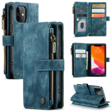 Load image into Gallery viewer, CaseMe-C30 PU + TPU Multifunctional Horizontal Flip Leather Case with Holder &amp; Card Slot &amp; Wallet &amp; Zipper Pocket, For iPhone 8 Plus &amp; 7 Plus &amp; 6 Plus, For iPhone SE 2022 / SE 2020 / 8 / 7 / 6, For iPhone 11, For iPhone 11 Pro, For iPhone 11 Pro Max   ...