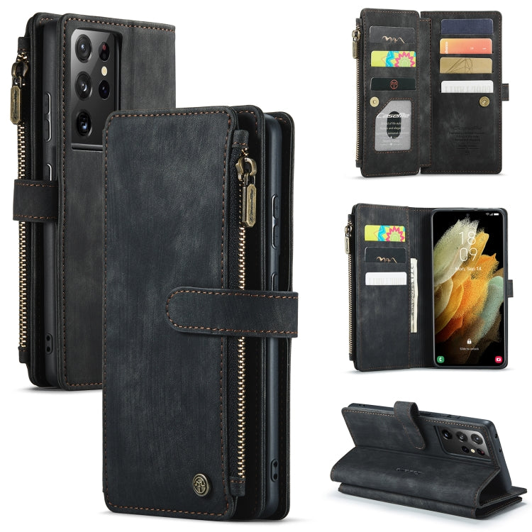 CaseMe-C30 PU + TPU Multifunctional Horizontal Flip Leather Case with Holder & Card Slot & Wallet & Zipper Pocket, For Samsung Galaxy S21+ 5G, For Samsung Galaxy S21 Ultra 5G, For Samsung Galaxy S21 FE