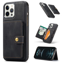 Load image into Gallery viewer, JEEHOOD Retro Magnetic Detachable Protective Case with Wallet &amp; Card Slot &amp; Holder, For iPhone 13 mini, For iPhone 13, For iPhone 13 Pro, For iPhone 13 Pro Max