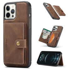 Load image into Gallery viewer, JEEHOOD Retro Magnetic Detachable Protective Case with Wallet &amp; Card Slot &amp; Holder, For iPhone 13 mini, For iPhone 13, For iPhone 13 Pro, For iPhone 13 Pro Max