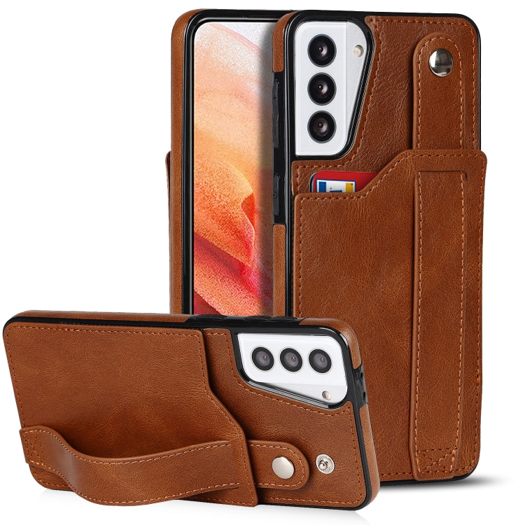 Crazy Horse Texture Shockproof TPU + PU Leather Case with Card Slot & Wrist Strap Holder, For Samsung Galaxy S21 5G, For Samsung Galaxy S21+ 5G, For Samsung Galaxy S21 Ultra 5G, For Samsung Galaxy S21 FE, For Samsung Galaxy S20, For Samsung Galaxy S20+