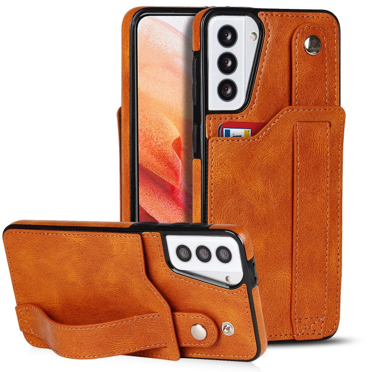 Crazy Horse Texture Shockproof TPU + PU Leather Case with Card Slot & Wrist Strap Holder, For Samsung Galaxy S21 5G, For Samsung Galaxy S21+ 5G, For Samsung Galaxy S21 Ultra 5G, For Samsung Galaxy S21 FE, For Samsung Galaxy S20, For Samsung Galaxy S20+