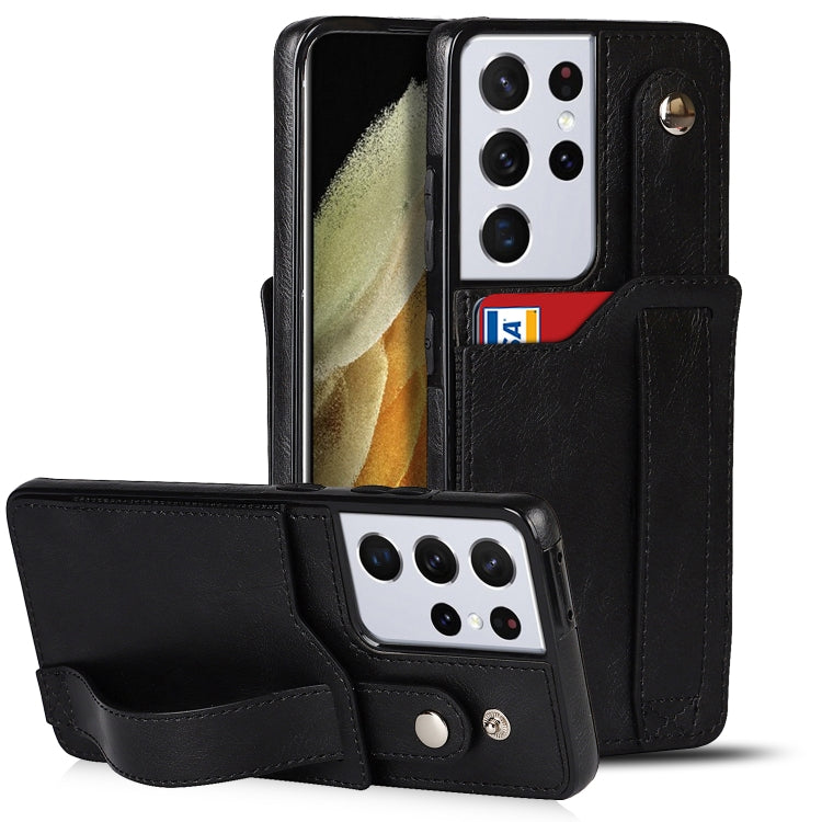 Crazy Horse Texture Shockproof TPU + PU Leather Case with Card Slot & Wrist Strap Holder, For Samsung Galaxy S21 5G, For Samsung Galaxy S21+ 5G, For Samsung Galaxy S21 Ultra 5G, For Samsung Galaxy S21 FE, For Samsung Galaxy S20, For Samsung Galaxy S20+
