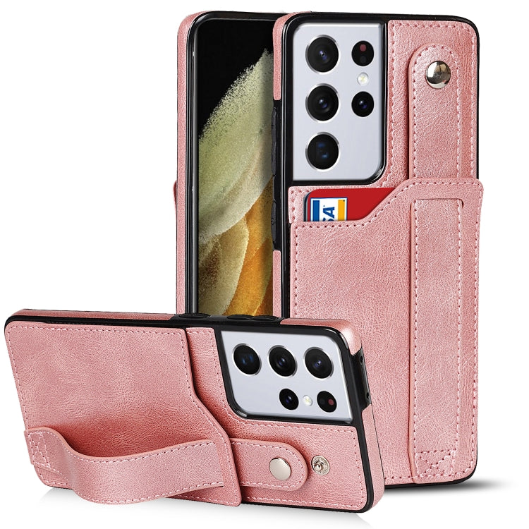 Crazy Horse Texture Shockproof TPU + PU Leather Case with Card Slot & Wrist Strap Holder, For Samsung Galaxy S21 5G, For Samsung Galaxy S21+ 5G, For Samsung Galaxy S21 Ultra 5G, For Samsung Galaxy S21 FE, For Samsung Galaxy S20, For Samsung Galaxy S20+