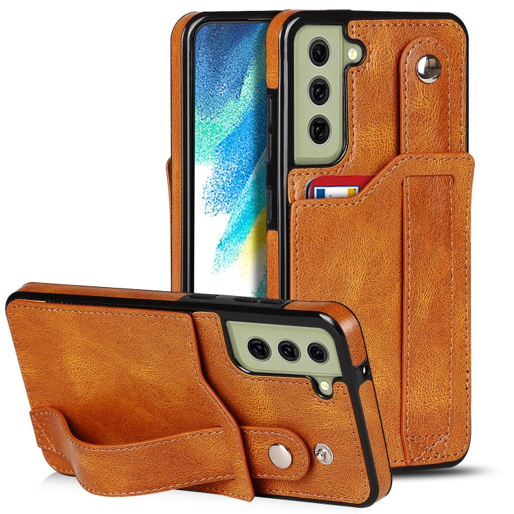 Crazy Horse Texture Shockproof TPU + PU Leather Case with Card Slot & Wrist Strap Holder, For Samsung Galaxy S21 5G, For Samsung Galaxy S21+ 5G, For Samsung Galaxy S21 Ultra 5G, For Samsung Galaxy S21 FE, For Samsung Galaxy S20, For Samsung Galaxy S20+