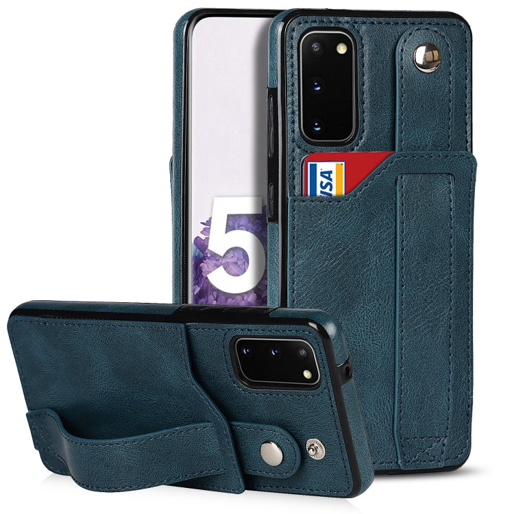 Crazy Horse Texture Shockproof TPU + PU Leather Case with Card Slot & Wrist Strap Holder, For Samsung Galaxy S21 5G, For Samsung Galaxy S21+ 5G, For Samsung Galaxy S21 Ultra 5G, For Samsung Galaxy S21 FE, For Samsung Galaxy S20, For Samsung Galaxy S20+
