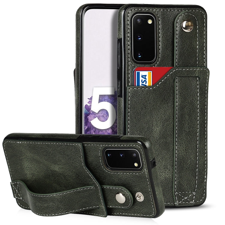 Crazy Horse Texture Shockproof TPU + PU Leather Case with Card Slot & Wrist Strap Holder, For Samsung Galaxy S21 5G, For Samsung Galaxy S21+ 5G, For Samsung Galaxy S21 Ultra 5G, For Samsung Galaxy S21 FE, For Samsung Galaxy S20, For Samsung Galaxy S20+